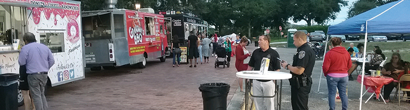 Food trucks at safety event